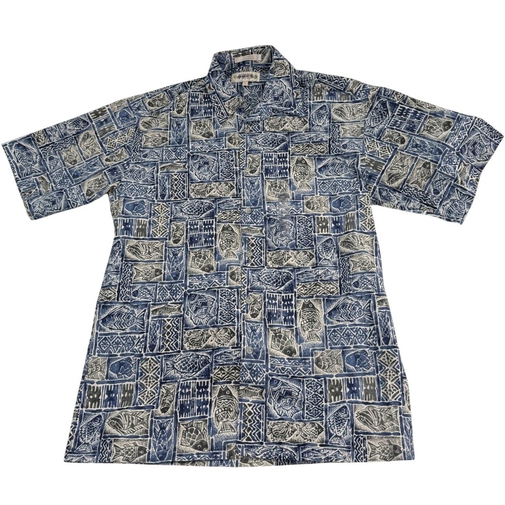 Campia Moda Fish Print Aloha Shirt Hawaiian Mens Small New NWT Beachwear Vintage - Picture 1 of 8